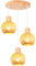iDEGU 3 Lampes Lustre en Bambou et Bois Vintage Lampe 13cm Mini Abat-jour à Boule Rotin Vintage Suspension Luminaire Style Bohème E27 Luminaire Plafonnier Décor pour Salon Chambre Couloir Café (Rond)