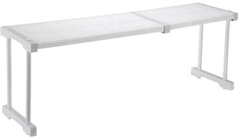 sourcing map Expandable Cabinet Tension Shelf 67cm to 88cm Adjustable Closet Organizer 32cm x 24cm Flower Pattern Table Storage Rack for Wardrobe Cupboard Kitchen Bedroom