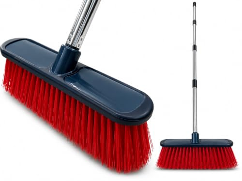 Fit for the Job Heavy Duty Outdoor Broom - Concrete - Ideal for Wet Debris | with Stiff Synthetic Bristles for Garden, Patio, Driveways - Paving, Decking and Tarmac with Durable 4-Part Aluminium Handle