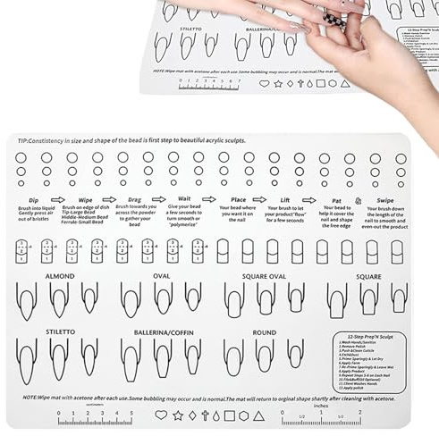 1 Pack Foldable Washable Acrylic Nail Training Mat for Manicure Practice | Table pad design, ideal for nail application practice, professional manicure tool, suitable for home and salon use