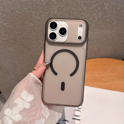 HTXONB Matte Transparent Corrugated Magnetic Case For iPhone 17 16 15 14 13 12 11 Pro Max 14 15 16 Plus 17 Air Wireless Charging Cover,Black,for iPhone 12 Pro