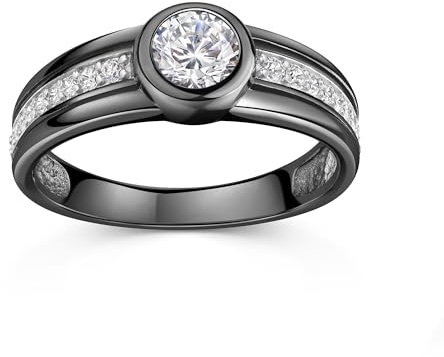 Celesta Silber Damen Ring 925/- Sterling Silber rhodiniert/schwarz Zirkonia 925/- Sterling Silber Glänzend Zirkonia weiß 360271894