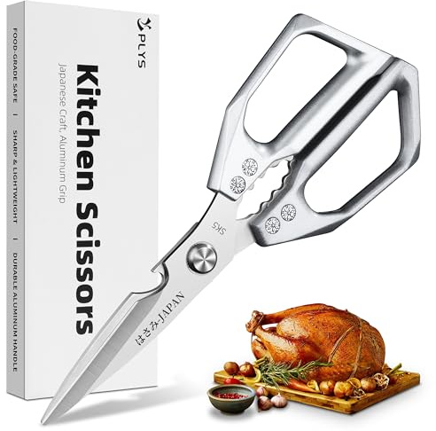 Kitchen Scissors for Food All Purpose: Stainless Steel Meat Shears Home Use | Durable all metal structure, sharp blade for cutting meat, vegetable, herb, package