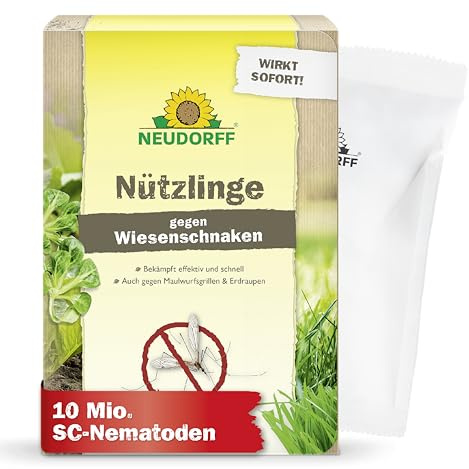 Neudorff Nützlinge gegen Wiesenschnaken – 10 Mio. SC-Nematoden zur natürlichen und schnellen Bekämpfung von Wiesenschnaken, Maulwurfsgrillen und Erdraupen – für 20 m²