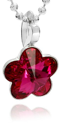 butterfly Kette Mit Blumenanhänger Und Kristall Verstellbar Aus Silber