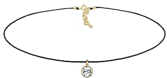 Elli Collana con Pendente Rotonda con Cristallo da Donna, in Argento 925, Oro, Misura 36
