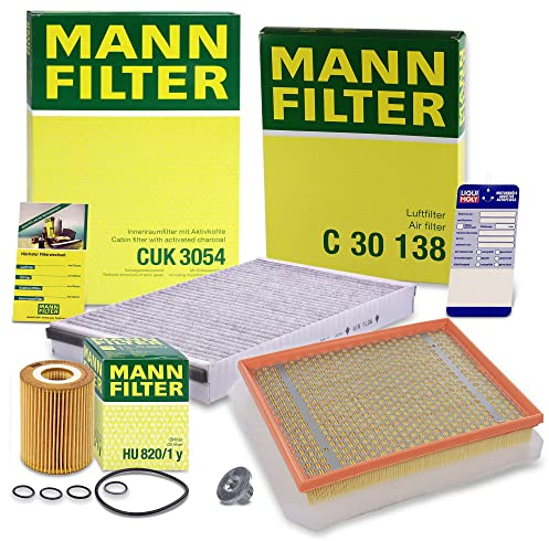 MANN-FILTER Inspektionspaket Filterset 1x Ölfilter, 1x Luftfilter, 1x Innenraumfilter (Aktivkohlefilter), 1x Ölablassschraube mit Dichtring, 1x Ölwechselanhänger Kompatibel mit OPEL ASTRA H (A04)(L70)