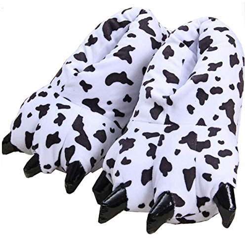 LANFIRE Unisex Soft Plüsch Haus Hausschuhe Tier Kostüm Pfote Claw Schuhe (M (EUR 35-39), Milchkuh（Cows）)