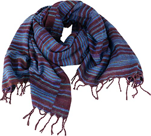 GURU SHOP Weicher Goa Schal/Stola, Schultertuch, Flauschige Decke - Türkis/weinrot, Herren/Damen, Synthetisch