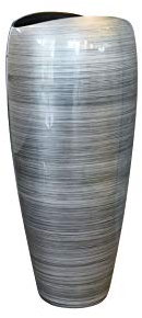 VIVANNO Pflanzkübel Pflanzgefäß Bodenvase exklusiv Deluxe Silber Schwarz Hochglanz 81 x 37 cm