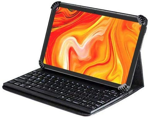 Navitech Folding Leather Folio Case Cover & Stand With Removable Bluetooth Keyboard Compatible With The Fire HD 10 Tablet with Alexa Hands-Free, 10.1”