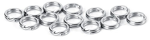 Alomejor 50 Stück/100 Stück Edelstahl-Angelköder Doppelkreis-Spaltringverbinder Spaltring für Angelzubehör (A-6#)