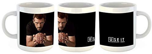 Unified Distribution Dr. House - Gehirn benutz es - Tasse mit Motiv Bedruckt, 300ml C-Henkel. Tolles Geschenk für Büro, Küche, Geburtstag, Ihre Neue Lieblingstasse zum Frühstück