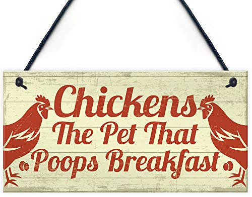 RED OCEAN Funny Chicken Signs For Coop Garden Gate Home Decor Novelty Plaque Pet Animal Gifts For Chicken Lovers