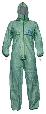 DuPont Tyvek 600 Plus Grün | Chemikalienschutzkleidung mit Kapuze und Überklebte Nähte, Kategorie III, Typ 4-B, 5-B und 6-B | Grün | Größe M