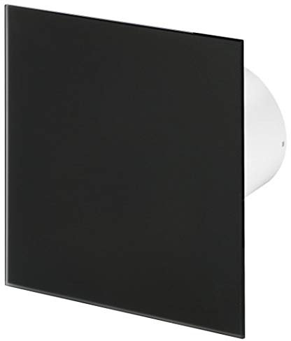 Awenta 100mm Pull Cord Extractor Fan Matte Black Glass Front Panel TRAX Wall Ceiling Ventilation