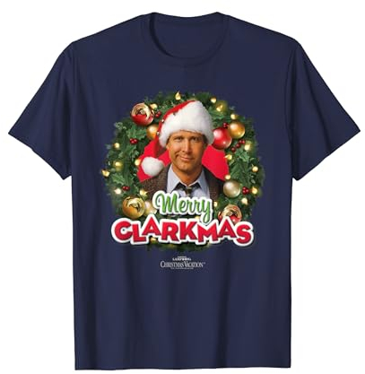 Warner Bros. Christmas Vacation Merry Clarkmas Weihnachten T-Shirt, Herren, Fans of National Lampoon's Christmas Vacation, Christmas celebrators, Kurzarm, T-Shirt, Blau, S