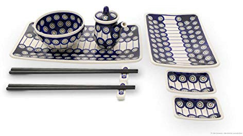 Bunzlauer Keramik Sushi-Set 8-teilig, Dekor 8