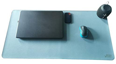VIVENS PU Leder Multifunktionales Schreibtischunterlage, 80 x 40 cm Mauspad, Laptop Tischunterlage, doppelseitiges, rutschfestes, wasserdichtes Schreibtisch-Schreibpad für Büro und Zuhause (Blau)
