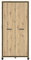 FORTE TRONDHEIM Schrank 100 210, Kleiderschrank klein Industrial, Drehtürenschrank, 2-türig mit Einlegeböden und Kleiderstange, Artisan Eiche / Schwarz Eiche, 99 cm breit x 209 cm hoch x 60 cm tief