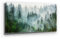 Traumhaftes Leinwandbild Wald, Motiv Nebelstimmung. Es ist 120x60cm groß und ist fertig aufgespannt auf Holzrahmen. Ein XXL Wandbild als Hintergrund und Deko für Wohnzimmer & Schlafzimmer