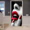 A.Monamour Türtapete Selbstklebend Türfolie Türposter 3D Frau Schwarzer Spitze Über Den Augen Rote Nägel Sexy Lippen Offener Mund Vinyl Folie Türdeko Tapete Wandbild Türaufkleber Türtattoo 83 x 204 cm