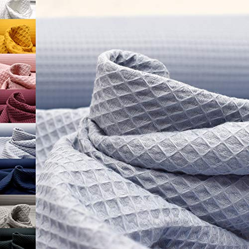 MAGAM-Stoffe Ella Waffel Stoff 100% Baumwollstoff Oeko-Tex Meterware 50cm (31. Alt-Blau)