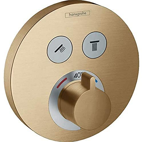 hansgrohe ShowerSelect S Set de finition pour mitigeur thermostatique encastré avec 2 fonctions, bronze brossé, 15743140