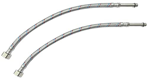 AERZETIX - C51106 - Lot de 2 flexibles/raccords femelle 1/2''- mâle M10 rallongé 5cm - longueur 400mm - flexible de raccordement pour mitigeur - flexible d'alimentation sanitaire