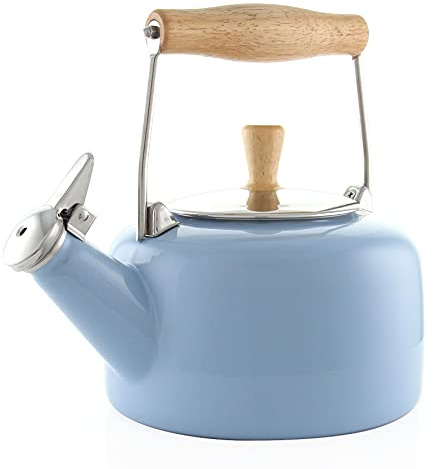 Chantal SVEN Pfeif-Teakessel aus Emaille auf Stahl, mit Naturholzgriff, 1,4 l, Gletscherblau