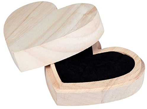 LAUBLUST Ringbox in Herzform zur Hochzeit & Verlobung - Herzförmiges Ringkissen, mit Deckel - ca. 10 x 9 x 4 cm, Holz