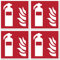 Feuerlöscher Brandschutzzeichen: F001 - DIN EN ISO 7010 / ASR A1.3 - Aufkleber: 10 cm, 4 Stück