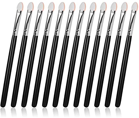 Sibba Schwamm-Augen-Make-up-Pinsel, 12 Stück, schwarz, doppelseitig, Lidschatten-Applikator, Zauberstab, Schattenpinsel, Applikator-Werkzeug-Set für Frauen und Mädchen
