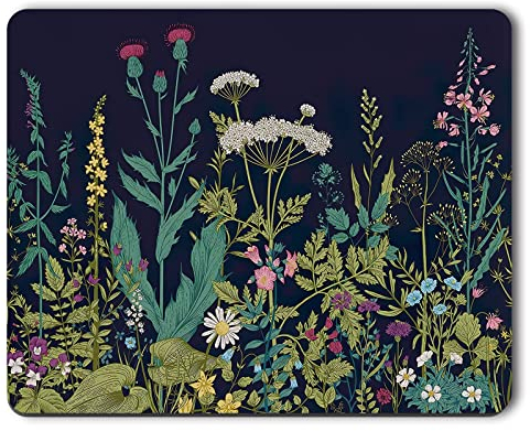 Atufsuat Mouse Pad, Floral Theme Anti-Slip Rubber Mouse Pads, Cute Customized Gaming Mouse Pads for Laptop Computer Women Girls Kids, Square Office Mouse Mat Desk Decor, 10.2 x 8.7, Black Flowers