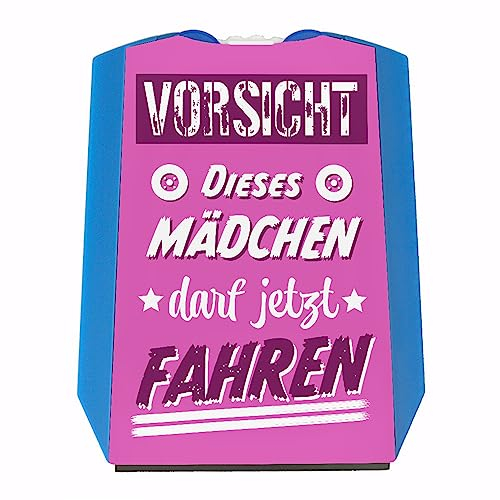 Vorsicht - Dieses Mädchen darf jetzt Fahren Parkscheibe mit 2 Einkaufswagenchips als lustige Geschenkidee für die Freundin zum Führerschein oder für die Tochter wenn sie mit Papas