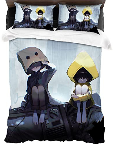 ANSSON Kinder Bettwäsche 135x200cm Little Nightmares Bettbezüg + 2 Kissenbezug,Mono Six Schlafzimmer dekorative Spielfans Bettwäsche (135x200cm+50x75cmx2, Mono2)