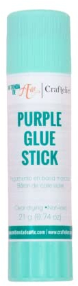 Craftelier - Purple Glue Stick | Barra de Pegamento de Color Morado Especialmente Diseñada para Proyectos de Scrapbooking y Manualidades | No Tóxico | Secado Transparente y Resistente - Cantidad 21 gr