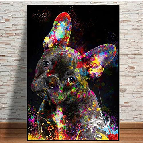 5D DIY Diamant Painting Bilder groß, Graffiti Französische Bulldogge Diamond, Cross Stitch Stickerei Malerei Kits, voller Bohrer Strass Kunsthandwerk, Inneneinrichtung 40x50cm, Multicolor