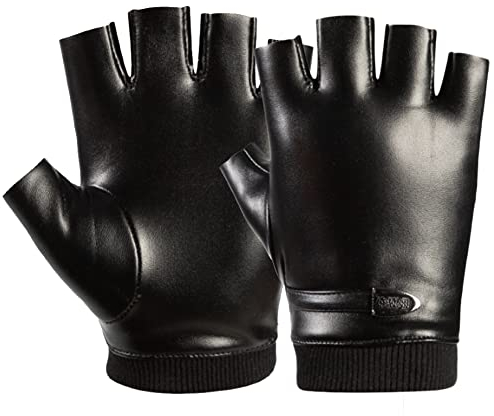 Nesloonp Fingerlose Handschuhe Herren Winter Outdoor Warm Thermo Leder Handschuhe Leder Fingerlose Handschuhe Wolle Touchscreen für Männer Frauen 18cm * 10cm * 2cm