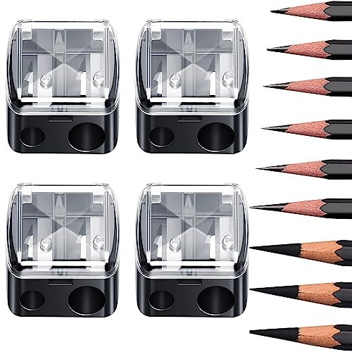 SYXLS 4 Stück Spitzer Kosmetikstifte, Tragbare Dual Anspitzer Kosmetikspitzer, 2 Löcher Dual Sharpener Augen Make-up Bleistiftspitzer, für Augenbrauenstift, Lipliner, Eyeliner Bleistift