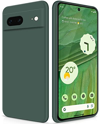 GiiYoon Case Compatible with Google Pixel 7, Silky-Soft Touch Full-Body Protective Phone Silicone Case, Shockproof Cover with Microfiber Lining, green