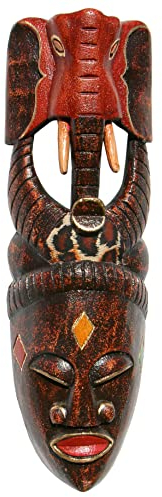 Wogeka - 50 cm Batik Ethno Wand-Maske - im Afrika Style aus Holz als Geschenk-Idee zu Weihnachten Geburtstag Dekoration - Handarbeit Schnitzerei von Bali BATIK07