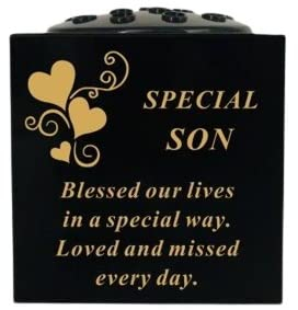 David Fischhoff Grabschale mit Herzen Special Son, Schwarz / Gold