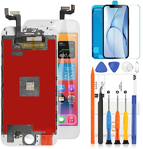 Pantalla LCD para iPhone 6S de repuesto para iPhone 6S, pantalla LCD táctil, digitalizador de vidrio (modelo: A1633 A1688 A1691 A1700), montaje con kit de herramientas de reparación (blanco)