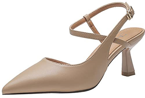 EU39 - Sandali da donna eleganti con tacco a spillo, sandali da ballo, albicocca