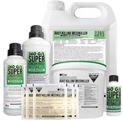 Elixir Gardens 2 x 250ml Glyphosate 360g/l Deep Root-Killing Weed Killer | Treats up to 416 sq.m per Bottle | Super Concentrated Industrial Strength Herbicide & Weedkiller