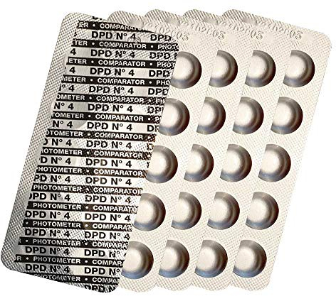 harren24 Photometer Testtabletten Chlor DPD1, DPD3, Aktivsauerstoff DPD4, pH-Wert Phenol Red, Alkalinity M, CYA, Poollab Wassertester 50x 100x 250x 500x (DPD4 / 50x)