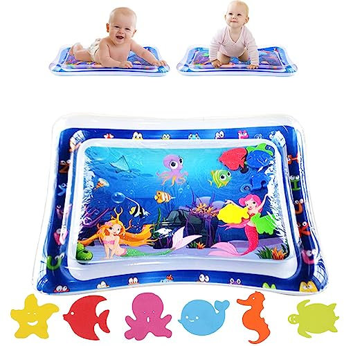 Alfombra Inflable Bebe, Cojín de Agua Inflable para bebé, Tapete de Agua Plegable, Tapete de PVC a Prueba de Fugas para Bebés, Juguetes para Bebés de 3 + meses, Regalo para Bebés (Sirena)