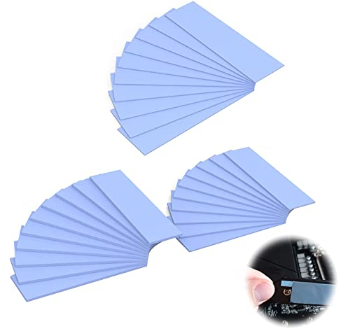 Pad Thermique Silicone, Tampon Thermique en Silicone, 30 Pcs Pad Thermique 67 X 20mm (0,5mm / 1mm / 1,5mm), Silicone Conducteur Thermique Pad, Pad Thermique CPU, Feuilles Pad Thermique CPU