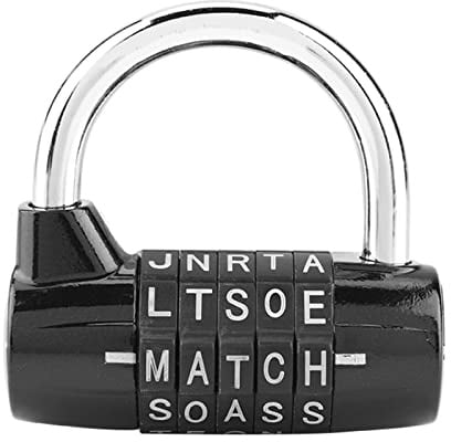Cadenas à Combinaison, 5 Lettres en Alliage Robuste, Mot de Passe, 5 Chiffres, Mot de Passe de sécurité, Cadenas à Bagages, 5 Lettres, Serrure de Casier de Gym, Mot de Passe. (Noir)
